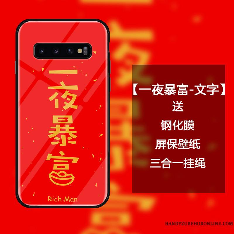 Samsung Galaxy S10 Coque Verre Trempé Étoile Ornements Suspendus Nouveau Étui Personnalité Créatif