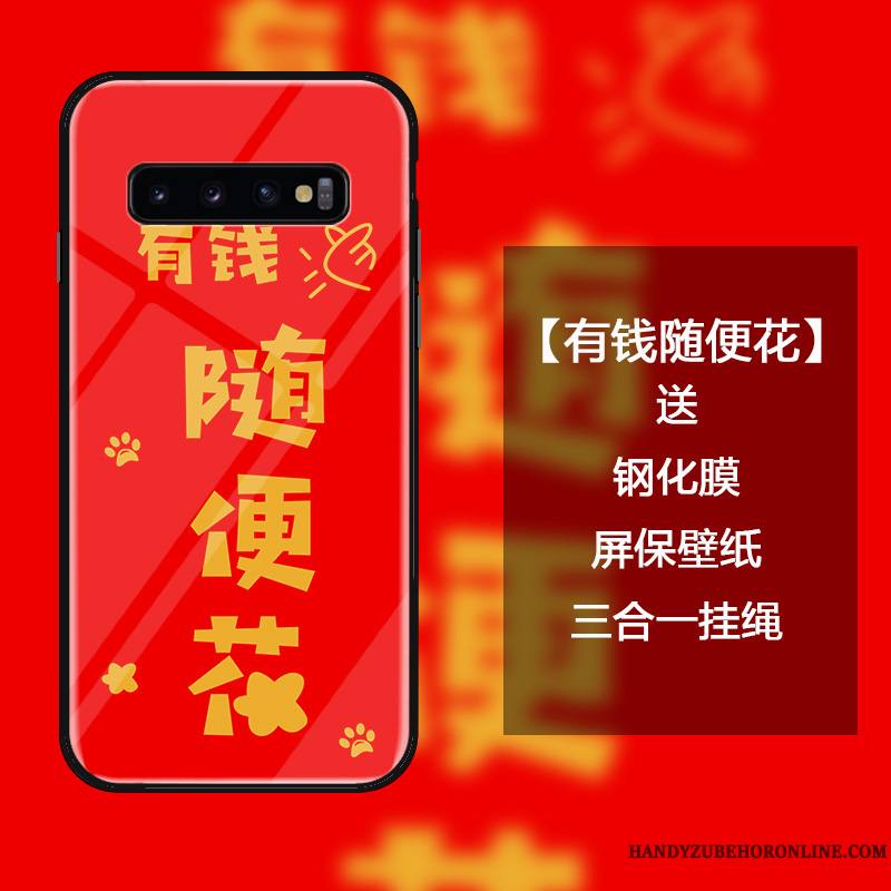 Samsung Galaxy S10 Coque Verre Trempé Étoile Ornements Suspendus Nouveau Étui Personnalité Créatif