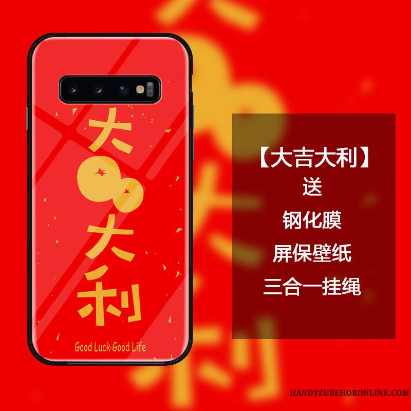 Samsung Galaxy S10 Coque Verre Trempé Étoile Ornements Suspendus Nouveau Étui Personnalité Créatif