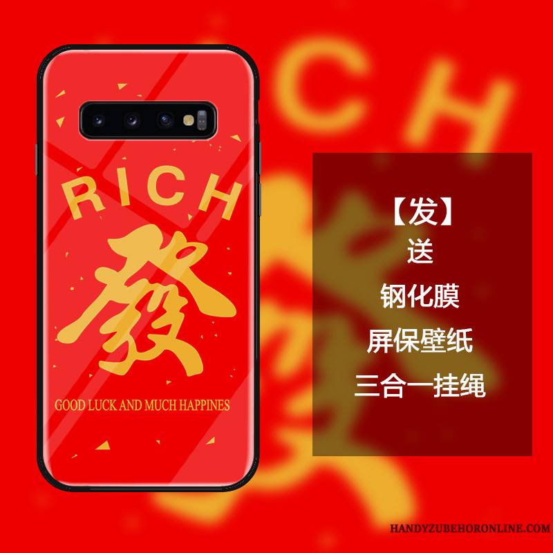 Samsung Galaxy S10 Coque Verre Trempé Étoile Ornements Suspendus Nouveau Étui Personnalité Créatif