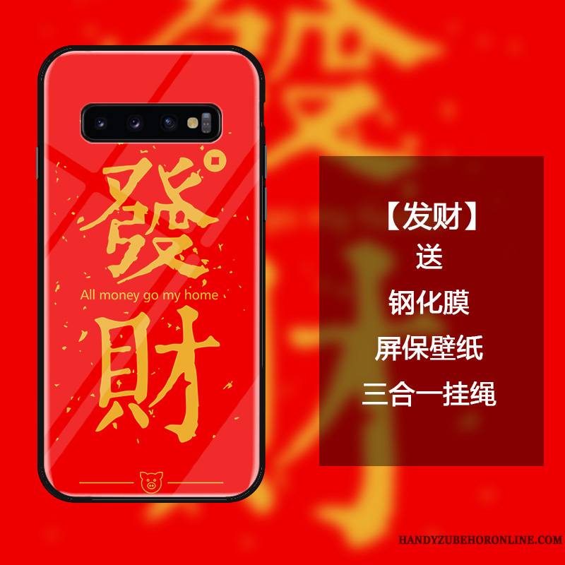 Samsung Galaxy S10 Coque Verre Trempé Étoile Ornements Suspendus Nouveau Étui Personnalité Créatif
