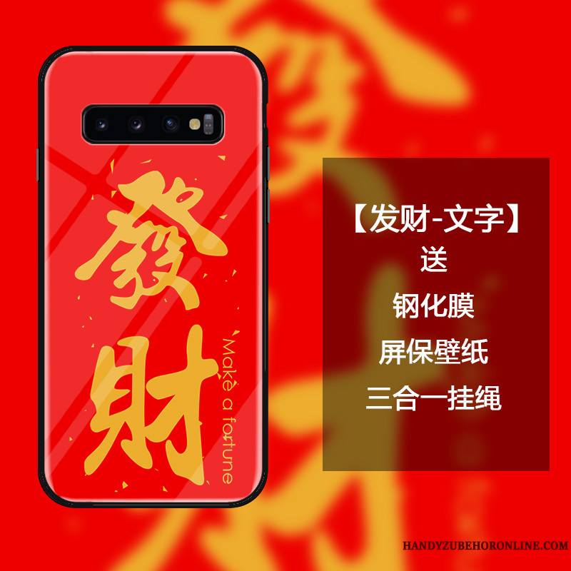 Samsung Galaxy S10 Coque Verre Trempé Étoile Ornements Suspendus Nouveau Étui Personnalité Créatif