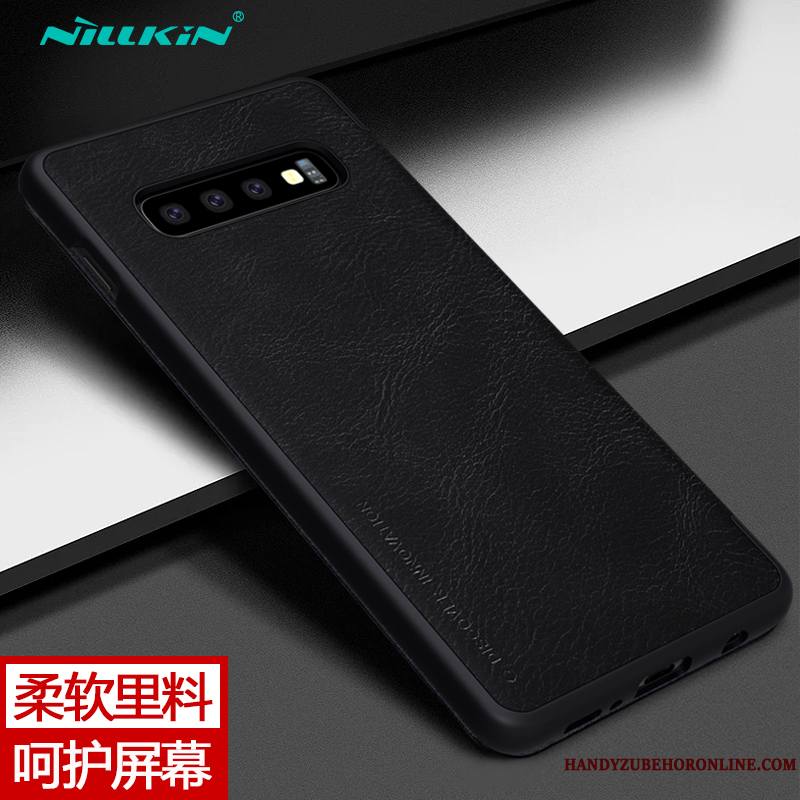 Samsung Galaxy S10+ Coque Étoile Business Étui Étui En Cuir Or Téléphone Portable Housse