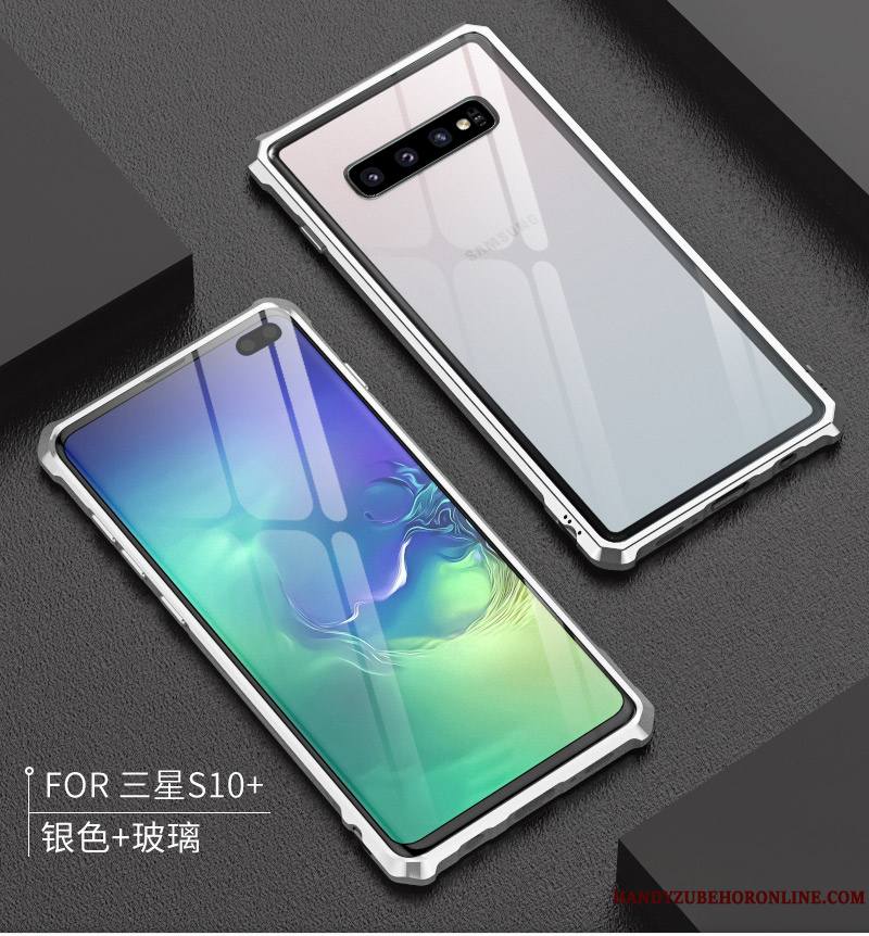 Samsung Galaxy S10+ Coque Étoile Protection Métal Incassable Étui Vert Transparent