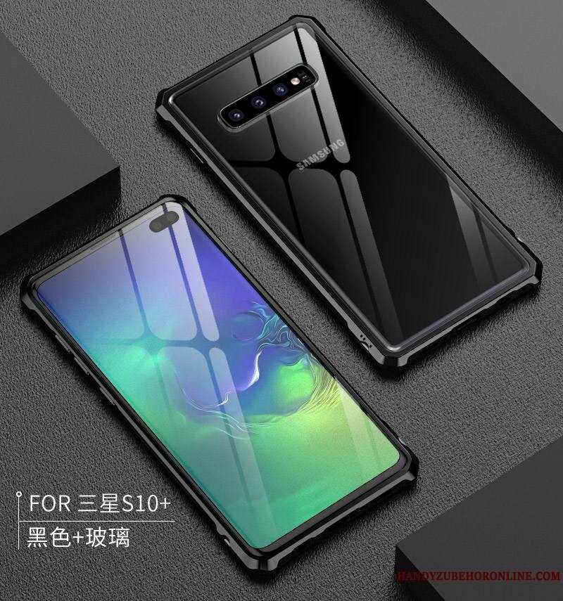 Samsung Galaxy S10+ Coque Étoile Protection Métal Incassable Étui Vert Transparent