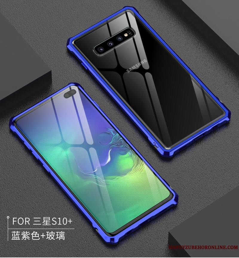 Samsung Galaxy S10+ Coque Étoile Protection Métal Incassable Étui Vert Transparent