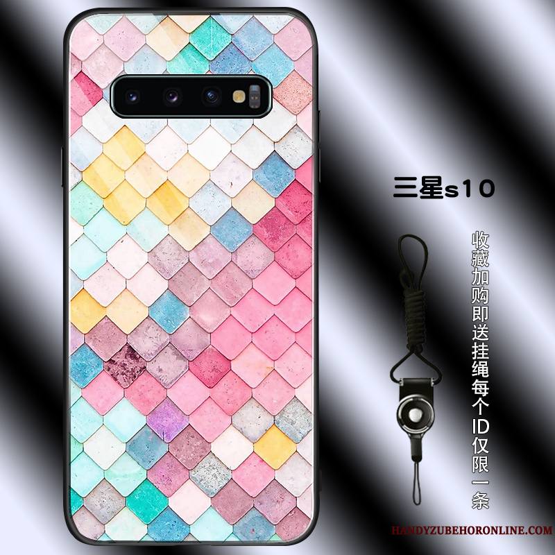 Samsung Galaxy S10 Coque Étui Losange Colorée Incassable Tout Compris Multicolore Simple