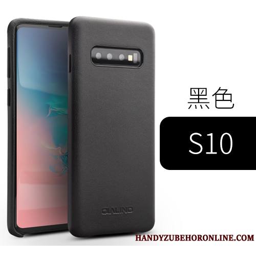 Samsung Galaxy S10 Coque Étui Téléphone Portable Couvercle Arrière Légères Business Petit Cuir Véritable