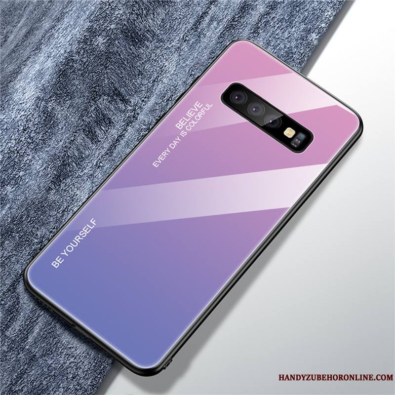 Samsung Galaxy S10+ Créatif Délavé En Daim Personnalité Coque Verre Silicone Tout Compris