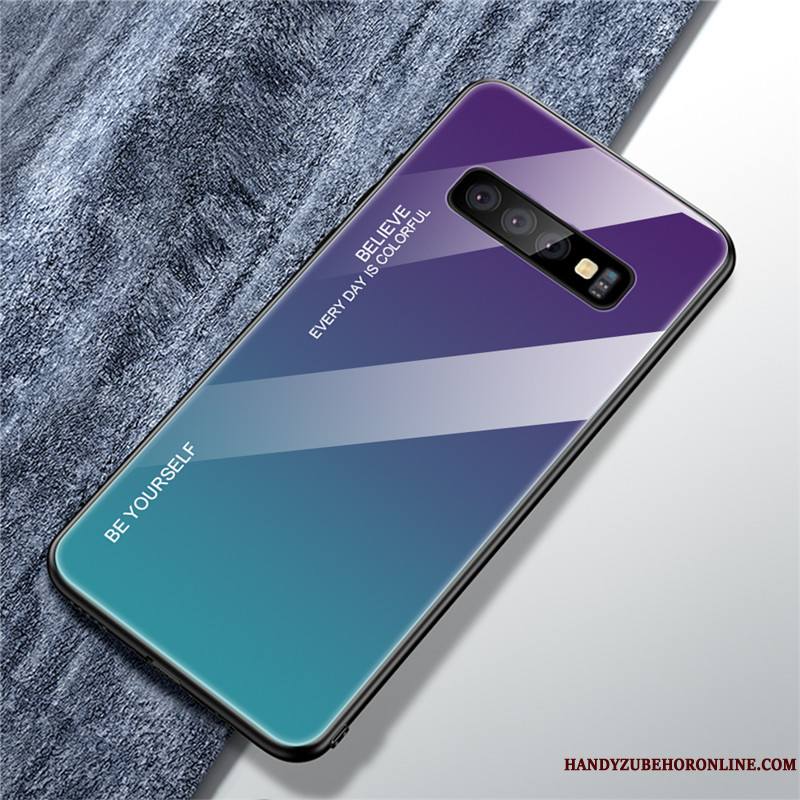 Samsung Galaxy S10+ Créatif Délavé En Daim Personnalité Coque Verre Silicone Tout Compris