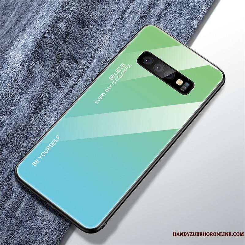 Samsung Galaxy S10+ Créatif Délavé En Daim Personnalité Coque Verre Silicone Tout Compris