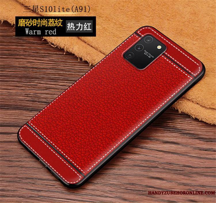 Samsung Galaxy S10 Lite Coque Étui Personnalité Silicone Délavé En Daim Rouge Cuir Étoile