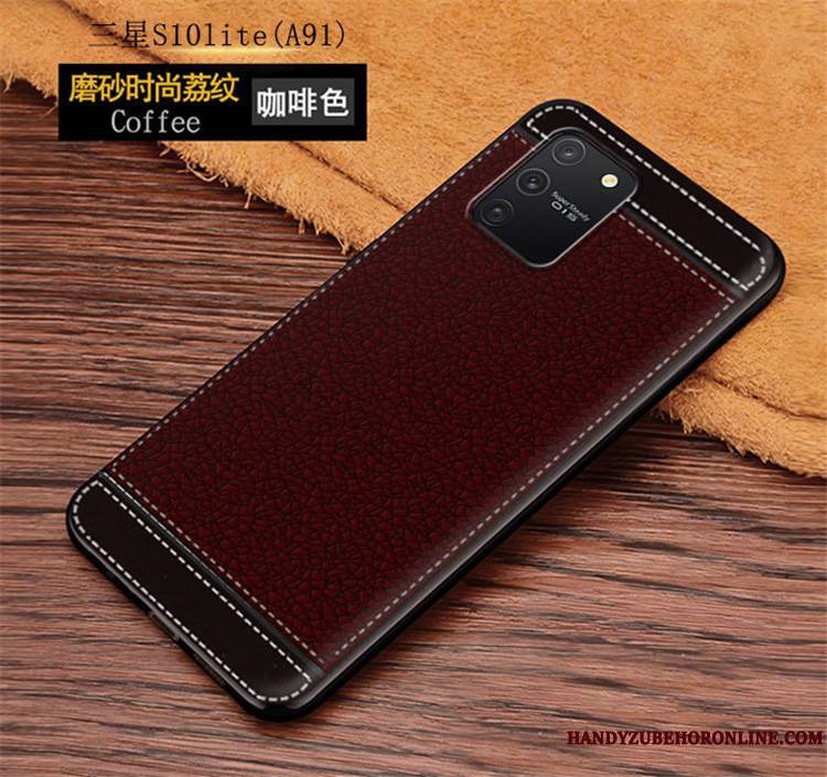 Samsung Galaxy S10 Lite Coque Étui Personnalité Silicone Délavé En Daim Rouge Cuir Étoile
