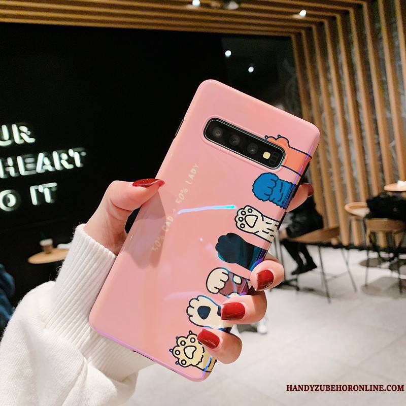 Samsung Galaxy S10 Net Rouge Chat Incassable Rose Silicone Coque De Téléphone Amoureux