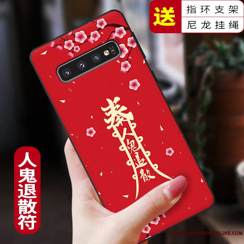 Samsung Galaxy S10+ Personnalité Étui Coque Rouge Silicone Incassable De Téléphone