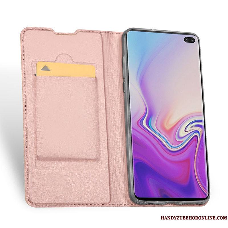 Samsung Galaxy S10 Protection Housse Coque De Téléphone Étui Cuir Véritable Étoile Noir