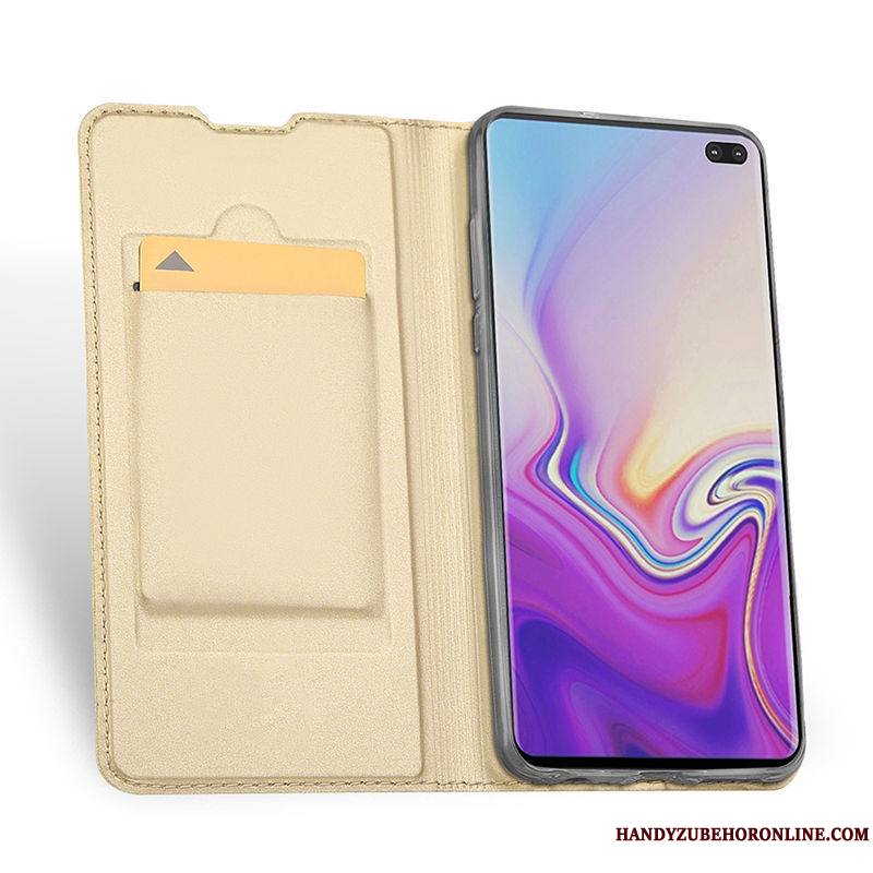 Samsung Galaxy S10 Protection Housse Coque De Téléphone Étui Cuir Véritable Étoile Noir