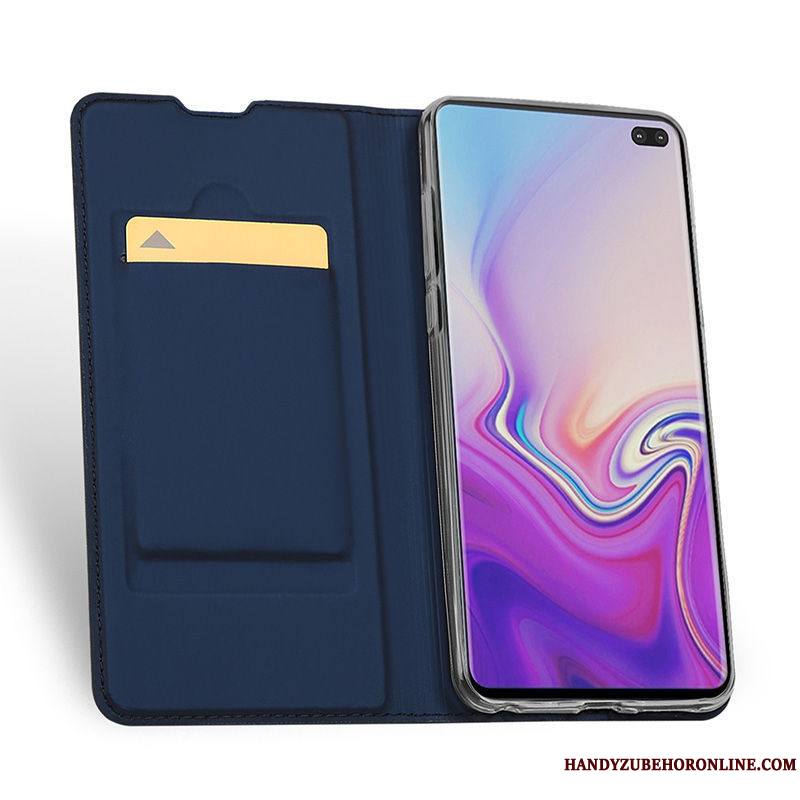 Samsung Galaxy S10 Protection Housse Coque De Téléphone Étui Cuir Véritable Étoile Noir