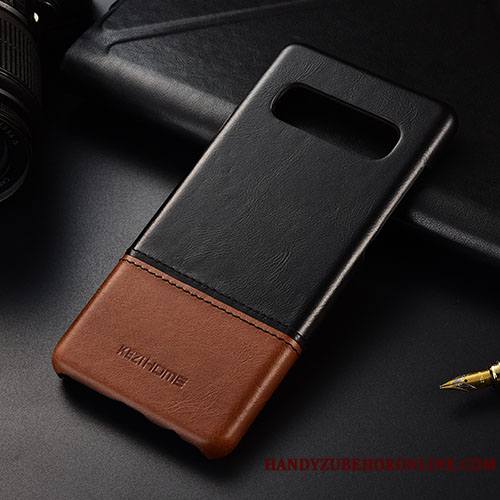 Samsung Galaxy S10 Rouge Business Cuir Véritable Étoile Coque De Téléphone Étui Très Mince