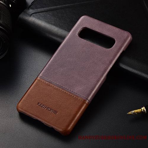 Samsung Galaxy S10 Rouge Business Cuir Véritable Étoile Coque De Téléphone Étui Très Mince