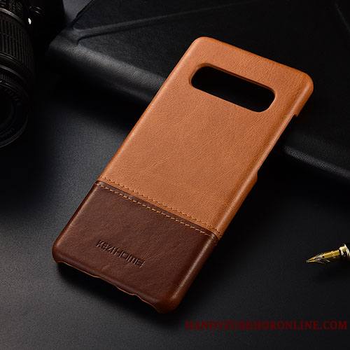 Samsung Galaxy S10 Rouge Business Cuir Véritable Étoile Coque De Téléphone Étui Très Mince