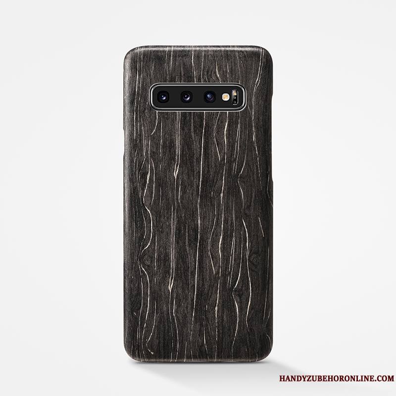 Samsung Galaxy S10+ Simple En Bois Téléphone Portable Couvercle Arrière Coque Étoile Protection