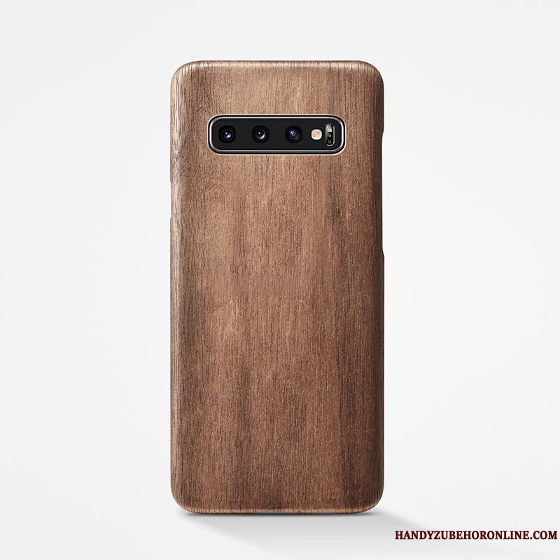 Samsung Galaxy S10+ Simple En Bois Téléphone Portable Couvercle Arrière Coque Étoile Protection