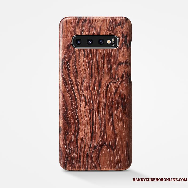 Samsung Galaxy S10+ Simple En Bois Téléphone Portable Couvercle Arrière Coque Étoile Protection