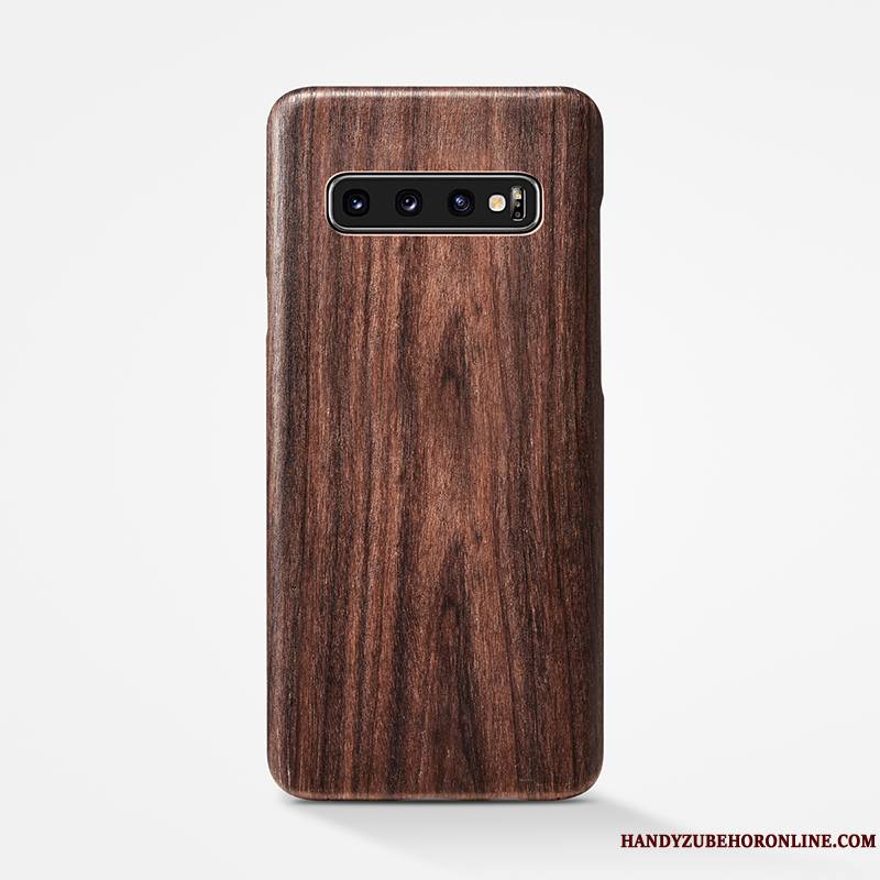 Samsung Galaxy S10+ Simple En Bois Téléphone Portable Couvercle Arrière Coque Étoile Protection