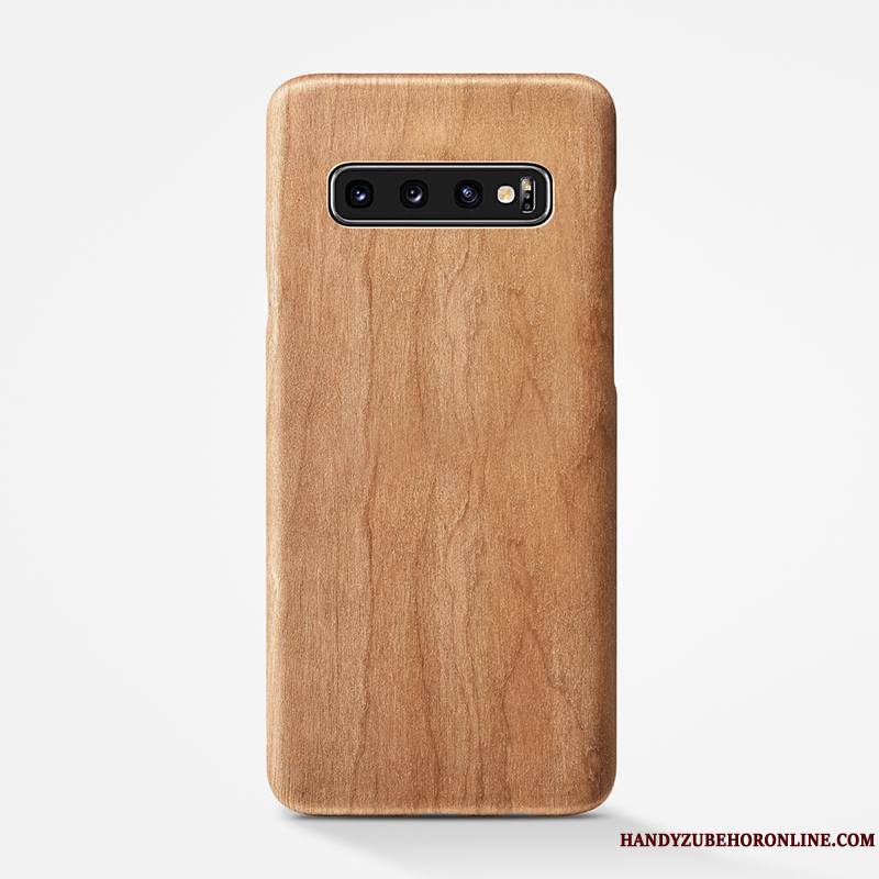 Samsung Galaxy S10+ Simple En Bois Téléphone Portable Couvercle Arrière Coque Étoile Protection