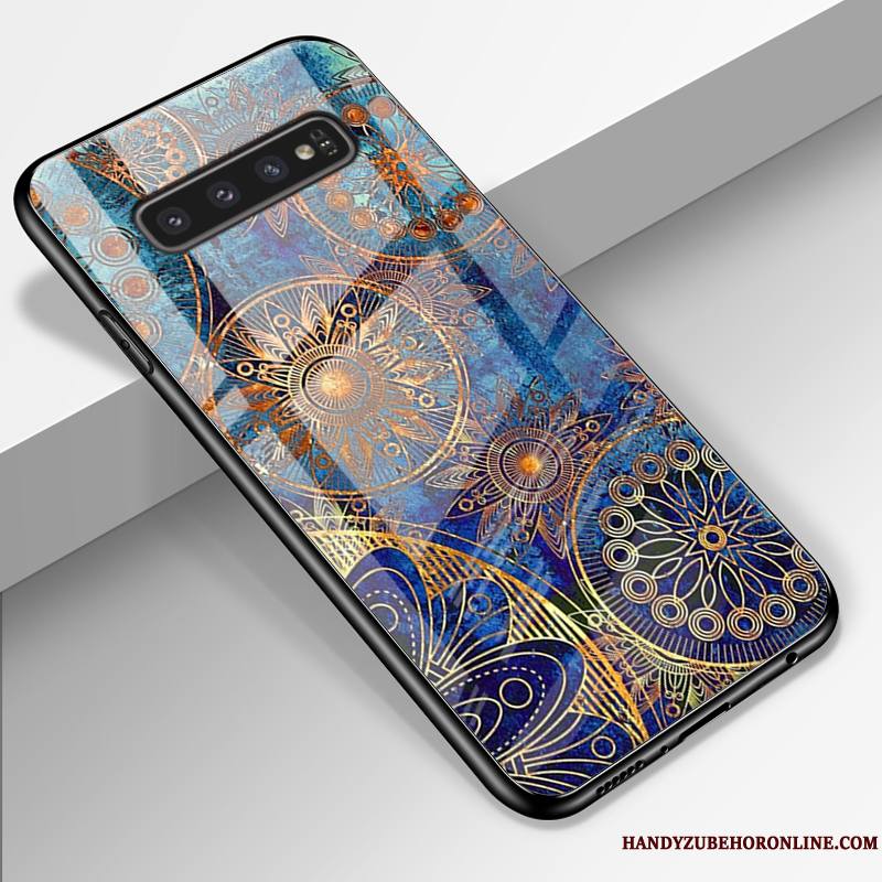 Samsung Galaxy S10 Tendance Bleu Verre Silicone Coque De Téléphone Incassable Étoile