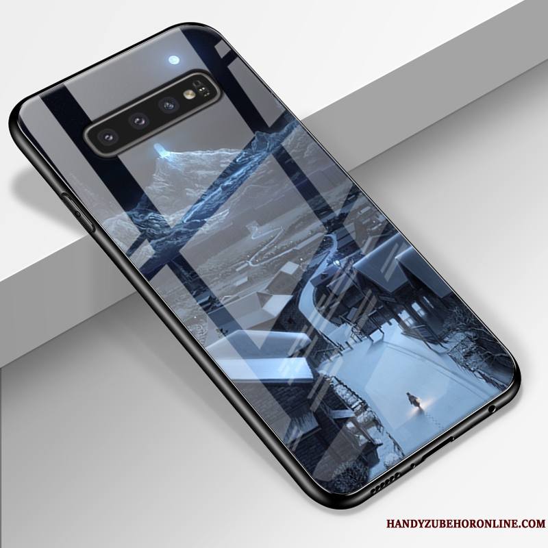 Samsung Galaxy S10 Tendance Bleu Verre Silicone Coque De Téléphone Incassable Étoile