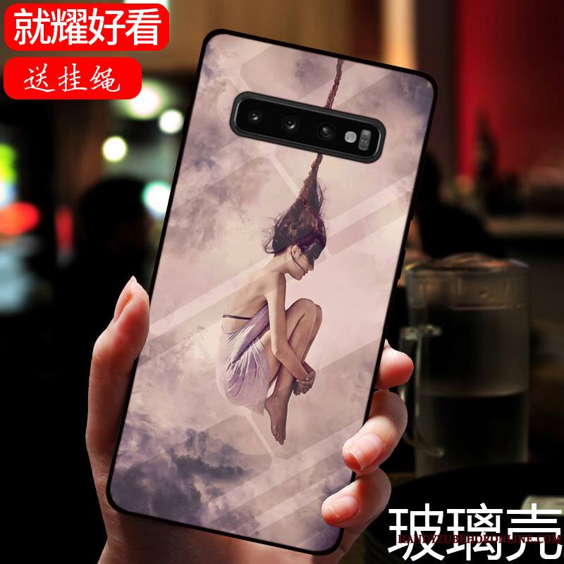 Samsung Galaxy S10 Tout Compris Coque De Téléphone Verre Rose Mode Miroir Étoile