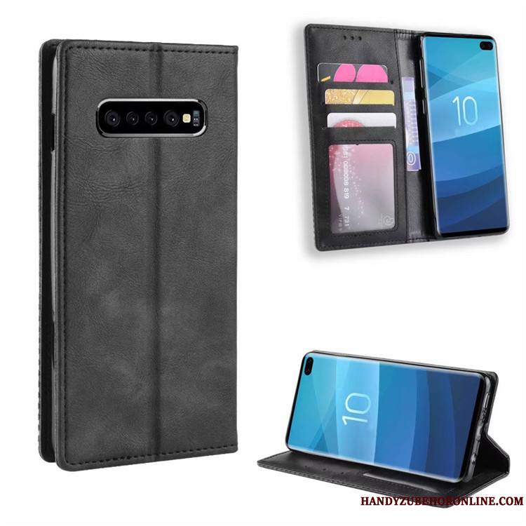 Samsung Galaxy S10 Étoile Boucle Magnétique Protection Coque De Téléphone Vintage Modèle Fleurie Business