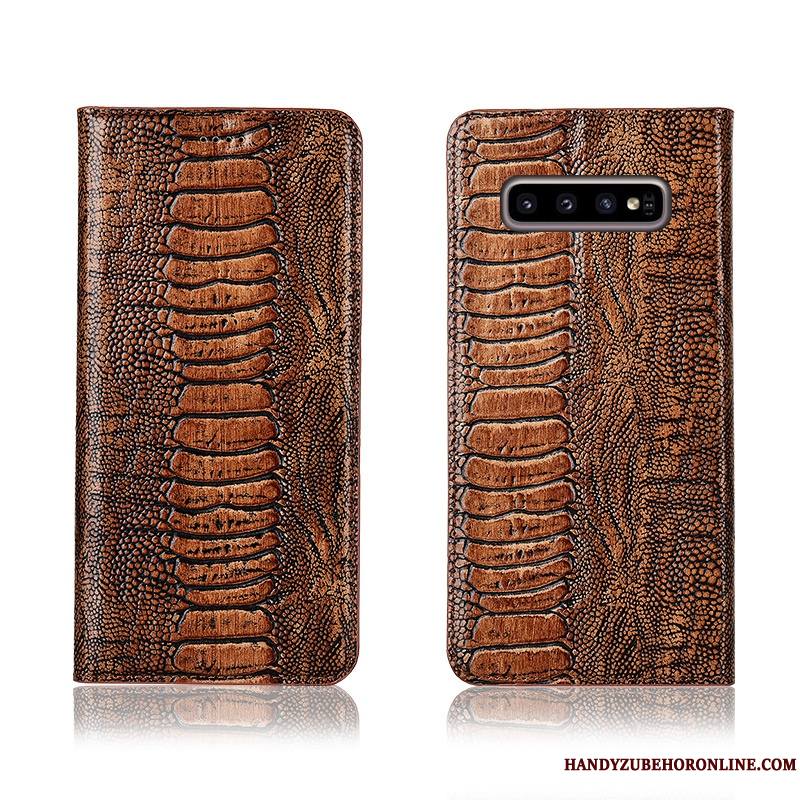 Samsung Galaxy S10 Étoile Étui En Cuir Housse Coque De Téléphone Fluide Doux Incassable Cuir Véritable