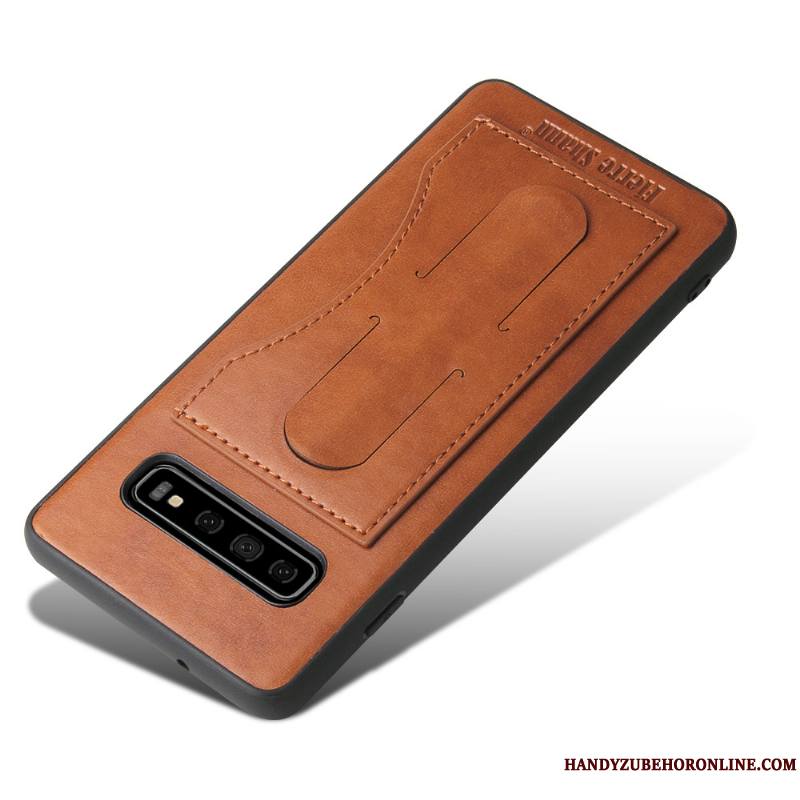 Samsung Galaxy S10 Étui En Cuir Foncé Invisible Étoile Coque De Téléphone