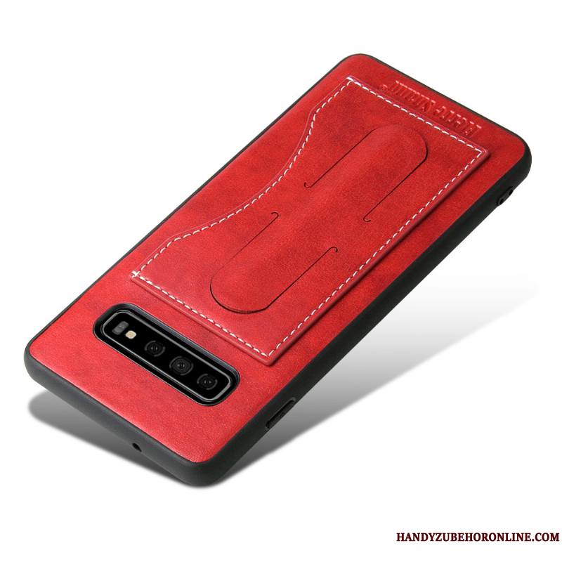 Samsung Galaxy S10 Étui En Cuir Foncé Invisible Étoile Coque De Téléphone