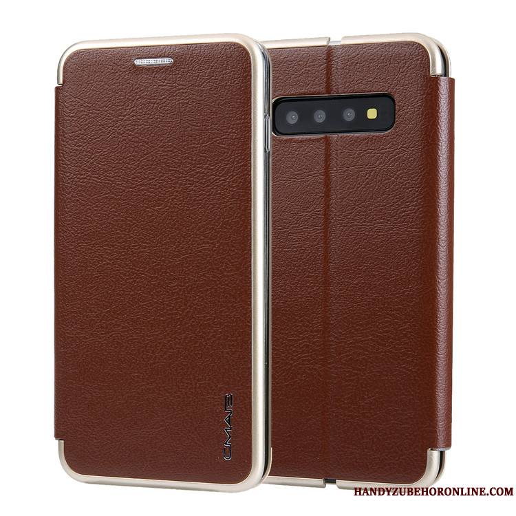 Samsung Galaxy S10+ Étui En Cuir Gris Personnalité Étoile Business Coque Protection