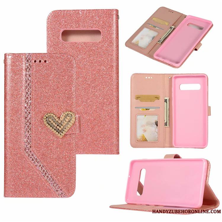 Samsung Galaxy S10 Étui En Cuir Nouveau Rose Amour Carte Housse Coque De Téléphone