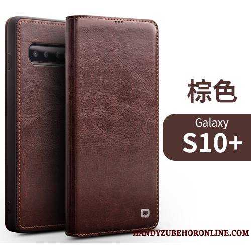 Samsung Galaxy S10+ Étui En Cuir Protection Tout Compris Carte Coque De Téléphone Téléphone Portable Étoile