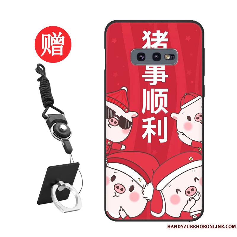 Samsung Galaxy S10e Coque Bleu Personnalité Protection Étui Tempérer Charmant Net Rouge