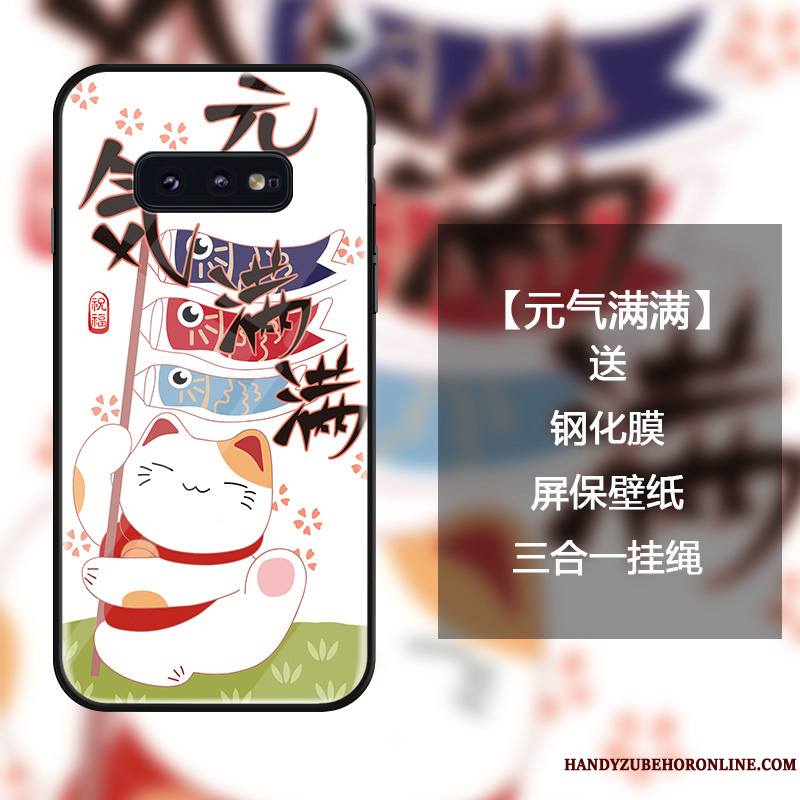 Samsung Galaxy S10e Coque Dessin Animé Mode Tout Compris Protection De Fête Chat Verre Trempé