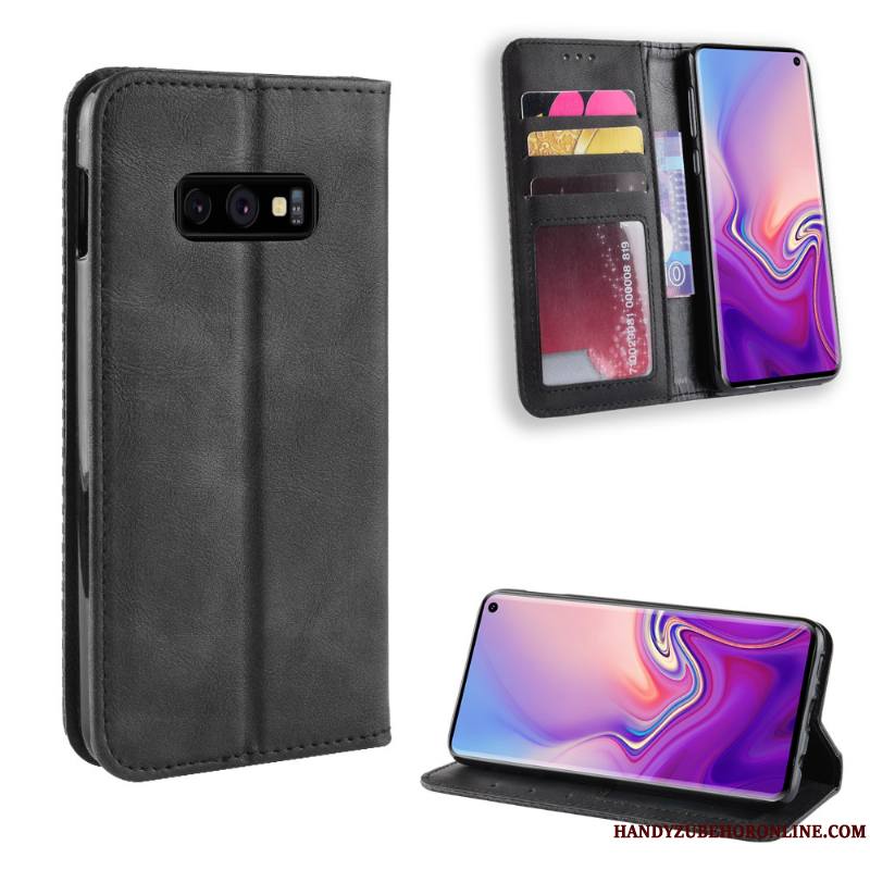 Samsung Galaxy S10e Coque Incassable Vintage Étui Protection Carte Modèle Fleurie Étui En Cuir