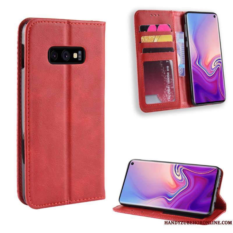 Samsung Galaxy S10e Coque Incassable Vintage Étui Protection Carte Modèle Fleurie Étui En Cuir