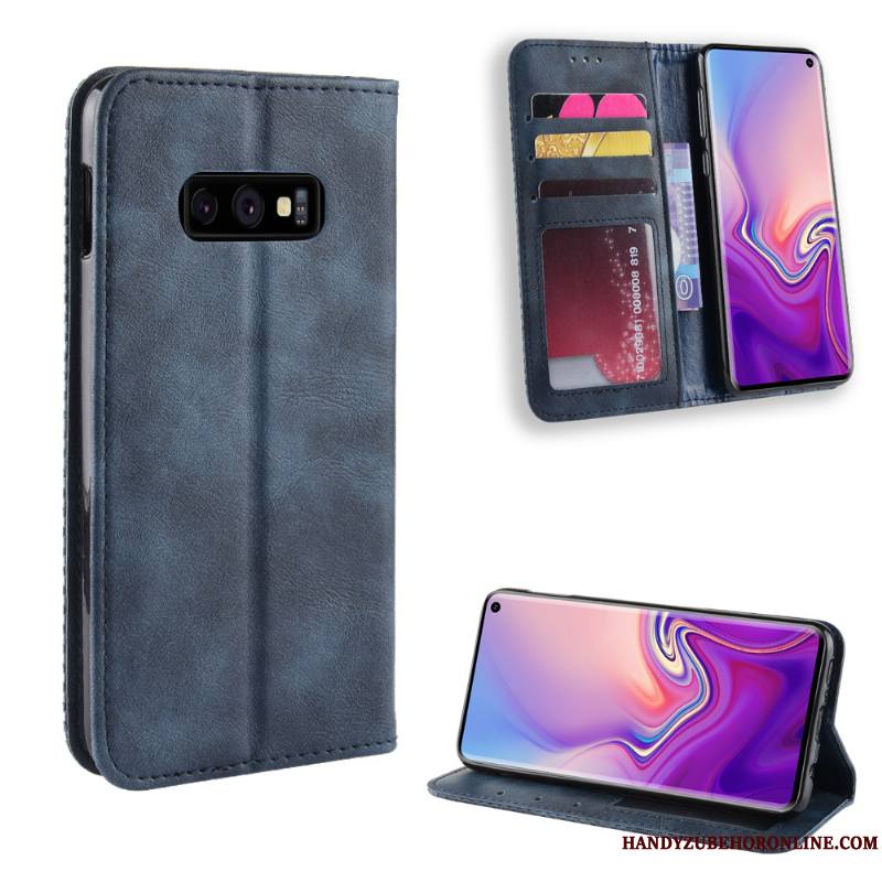 Samsung Galaxy S10e Coque Incassable Vintage Étui Protection Carte Modèle Fleurie Étui En Cuir