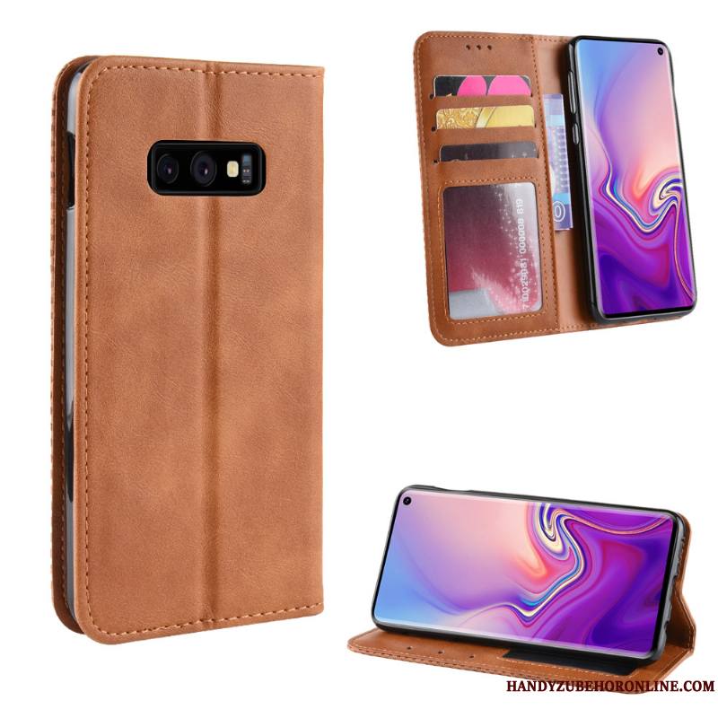 Samsung Galaxy S10e Coque Incassable Vintage Étui Protection Carte Modèle Fleurie Étui En Cuir