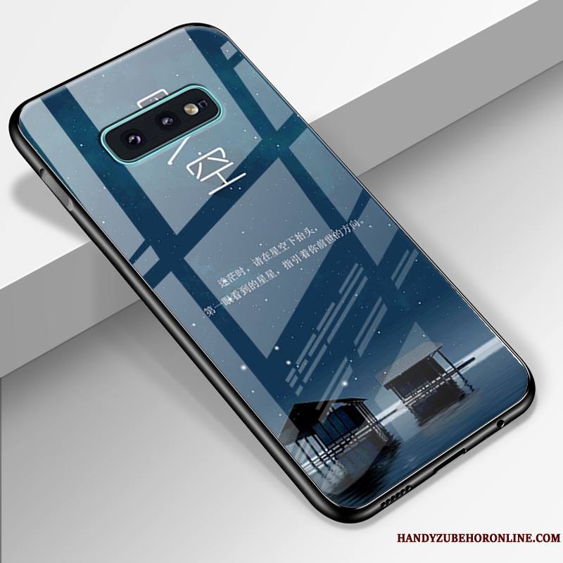 Samsung Galaxy S10e Coque Noir Personnalité Verre Silicone Étui Tout Compris Fluide Doux