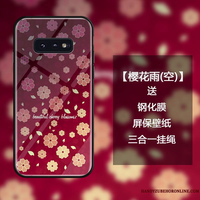 Samsung Galaxy S10e Coque Rose Verre Trempé Étui Marque De Tendance Personnalité Tout Compris Étoile