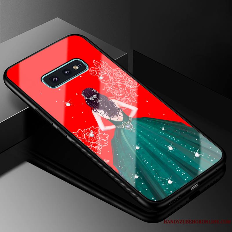 Samsung Galaxy S10e Coque Yarn Tout Compris Mode Rouge Étui Étoile Difficile