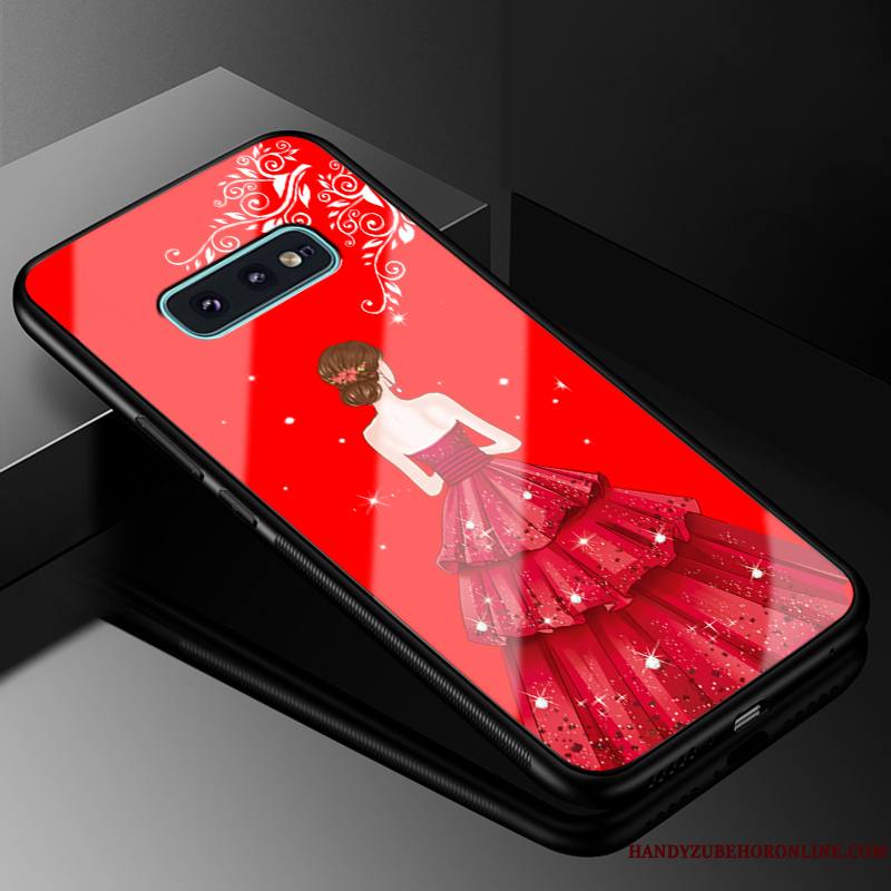 Samsung Galaxy S10e Coque Yarn Tout Compris Mode Rouge Étui Étoile Difficile